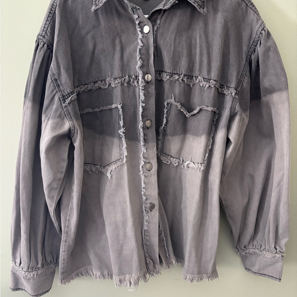 POL Two Tone Gray Denim Shirt